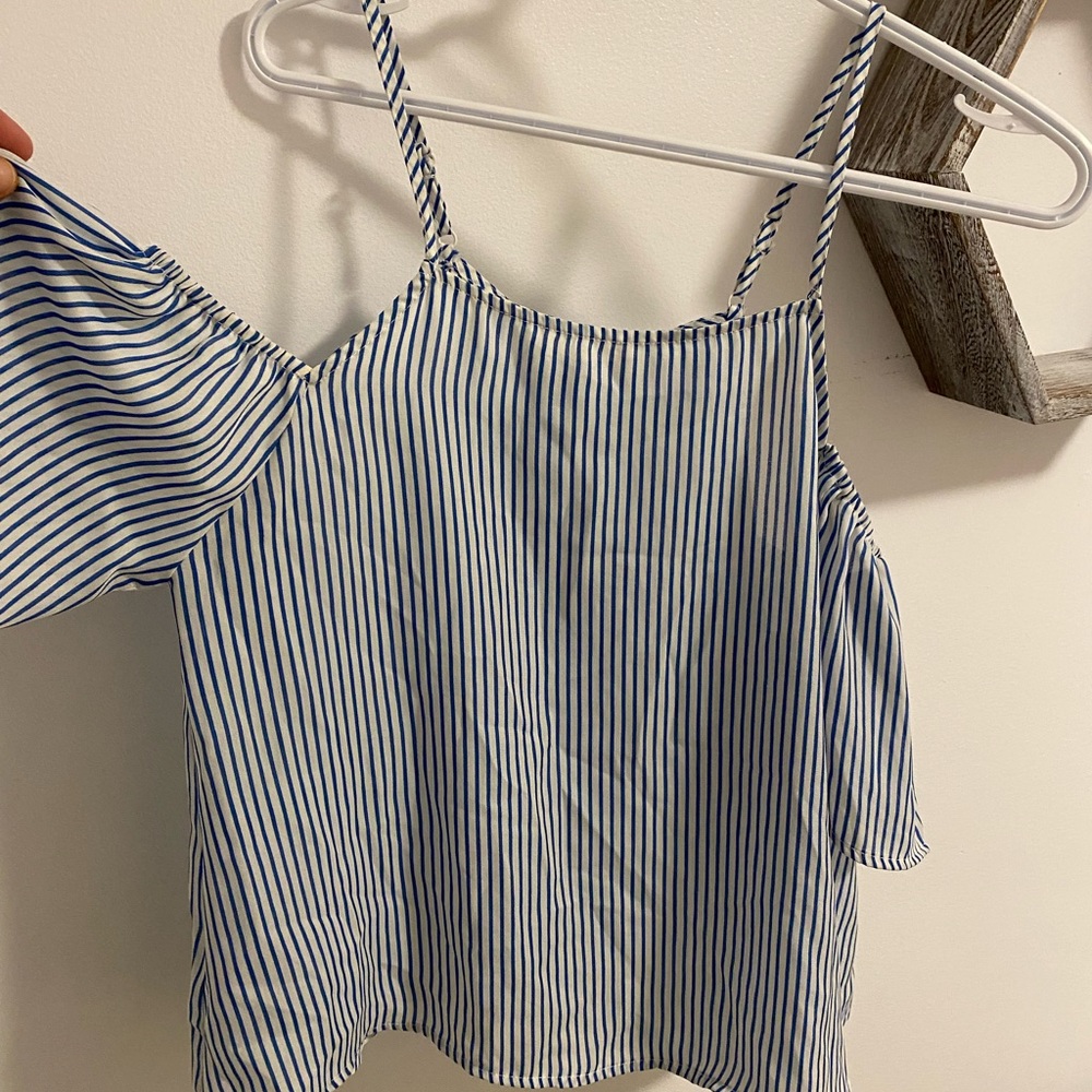 unique striped off the shoulder flowy tank top